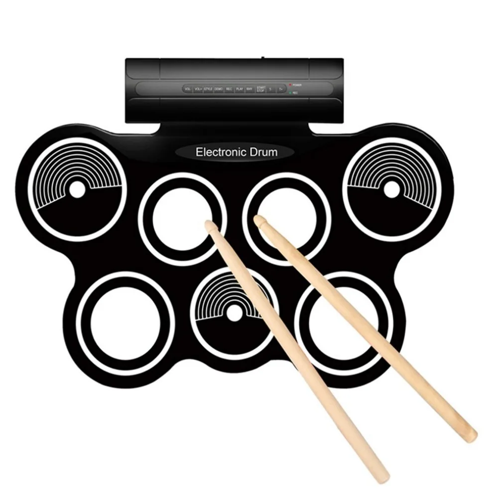 TSAI электронный барабан цифровой USB Настольный портативный рулонный музыкальный инструмент Hi-hat и Snare барабанные подушечки для детей и взрослых Популярные