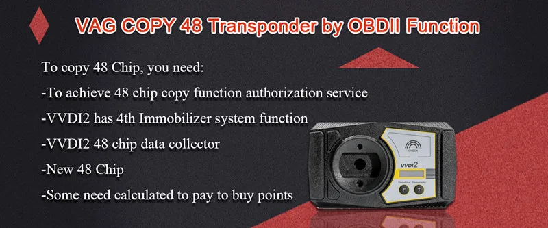 VVDI2 Copy 48 Transponder by OBDII Function Authorization Service_
