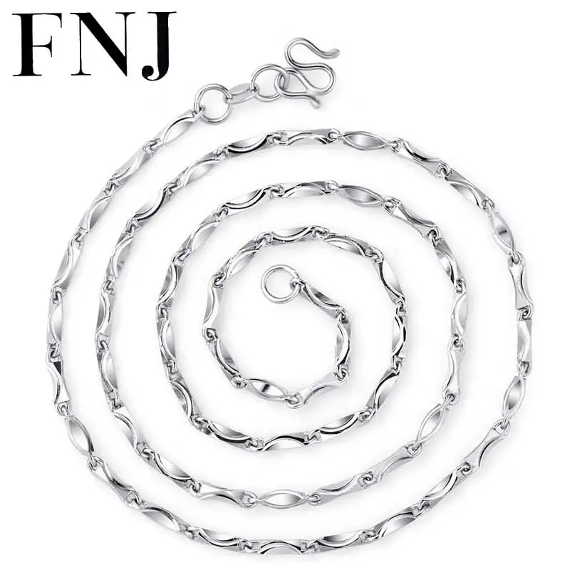 

FNJ 925 Silver Chain 3mm 45cm Original S925 Sterling Silver Necklace for Women Jewelry Girl Gift