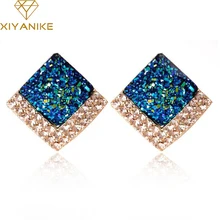 Бренд, акция,, темперамент, роскошная мода, горный хрусталь, кристалл, квадратные серьги-гвоздики для женщин, девушек, brincos XY-E95