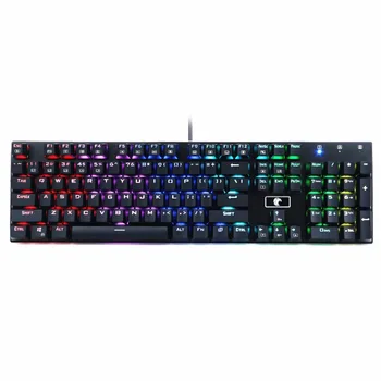 شراءRGB الميكانيكية الألعاب لوحة المفاتيح ، مصابيح ملونة (أحمر، وأخضر وأزرق) قابلة للبرمجة الخلفية ، الأزرق التبديل-اللمس كليكي ، مقاومة للماء 104 م...