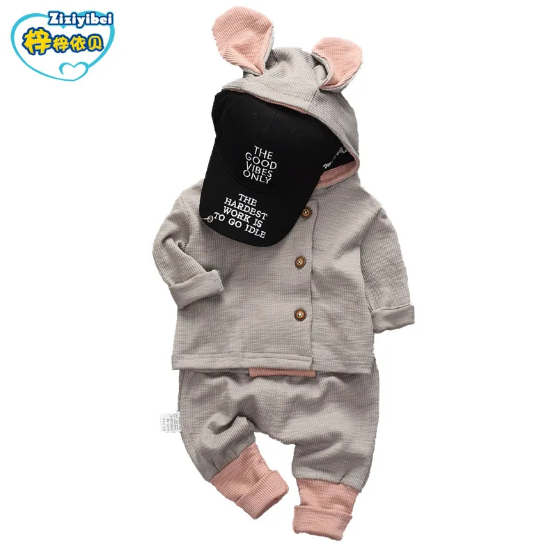 

ZIZIYIBEI Baby Girl Solid Clothes Set Newborn Toddler Cotton Suit Kids Girl Outfits Spring Tracksuit Infant Clothing Set L571
