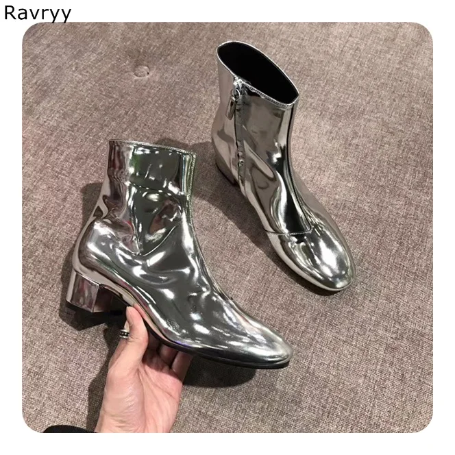 silver patent leather boots