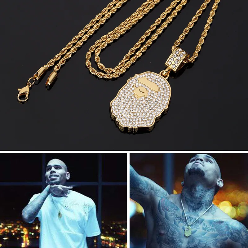 

APE HEAD NECKLACE ape man hip hop Necklace Pendant