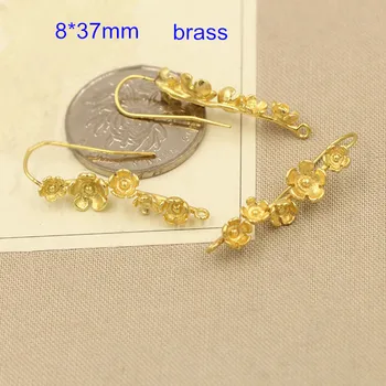 

Free Shipping- 8 pcs (4 pair) Gold-Color Earrings Findings 8*37mm Brass Casting Crafted Earrings Connector,DIY Earrings Supplies