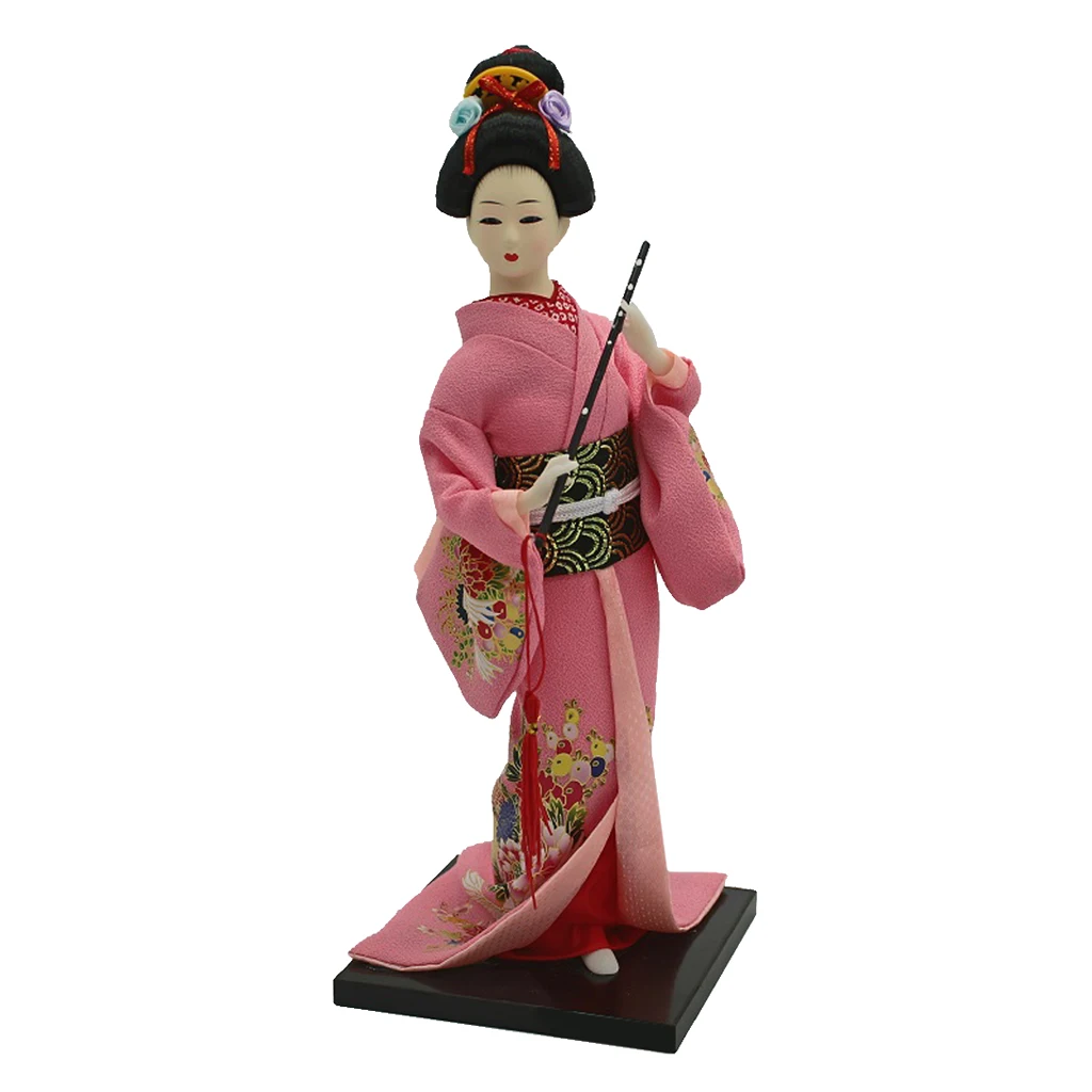 12 inch Japanese Geisha Doll Wearing Pink Kimono Dolls Gifts Adults Collectibles 30cm