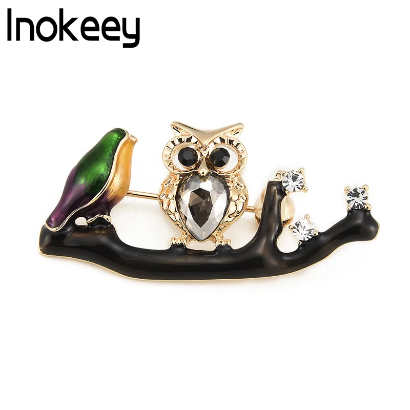 

Inokeey Branch Owl Enamel Brooch Pins Zinc Alloy Animal Women's Party Brooch Girls' Hats Scarf Accessories Gifts