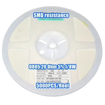 

1 Reel 0805 20R 20 Ohm 5% 1/8W SMD Resistance 5000PCS/Reel