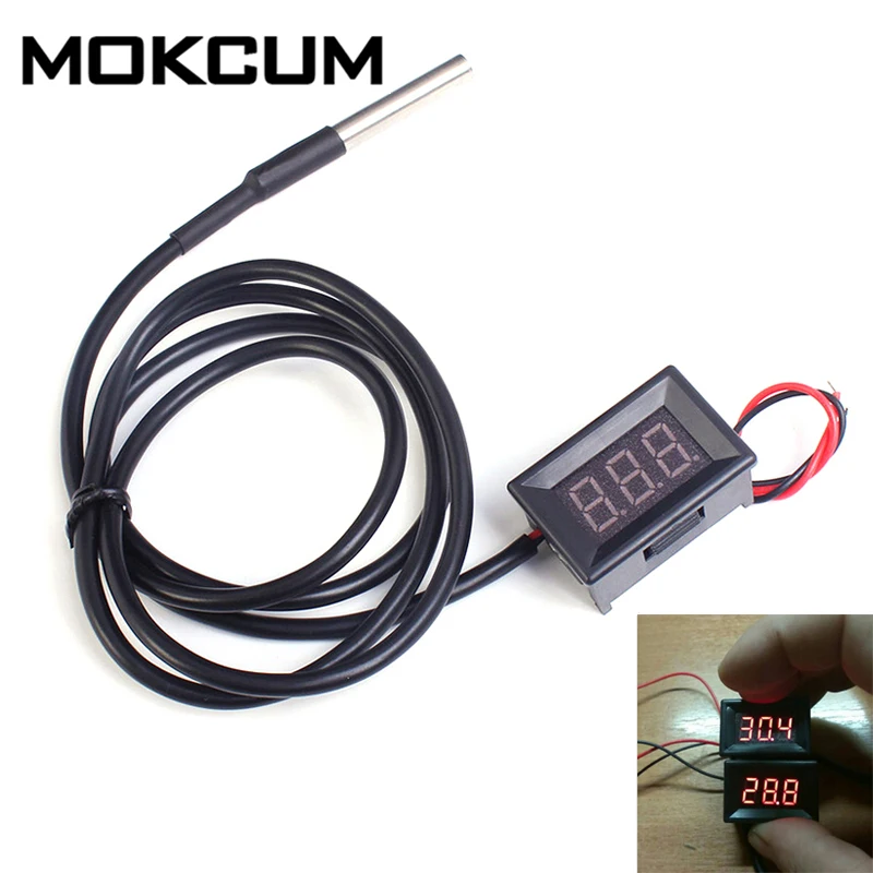 Красный цифровой термометр DS18B20 0 36 дюйма водонепроницаемый датчик температуры