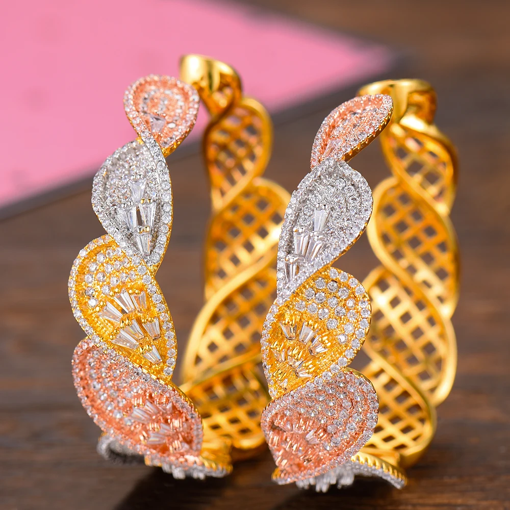 

missvikki Shiny Luxury Brand Dubai Hoop Earrings 2019 New Trendy for Women Wedding Engagement Anniversary Earrings Jewelry