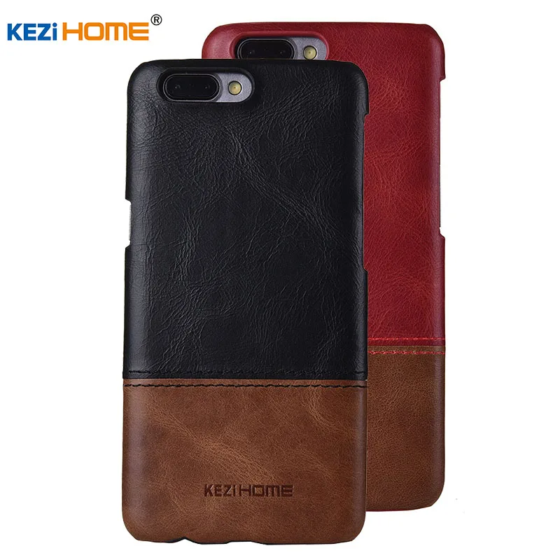 

Case for OnePlus 5 KEZiHOME Luxury Hit Color Genuine Leather Hard Back Cover capa For OnePlus 5 5.5'' Phone cases