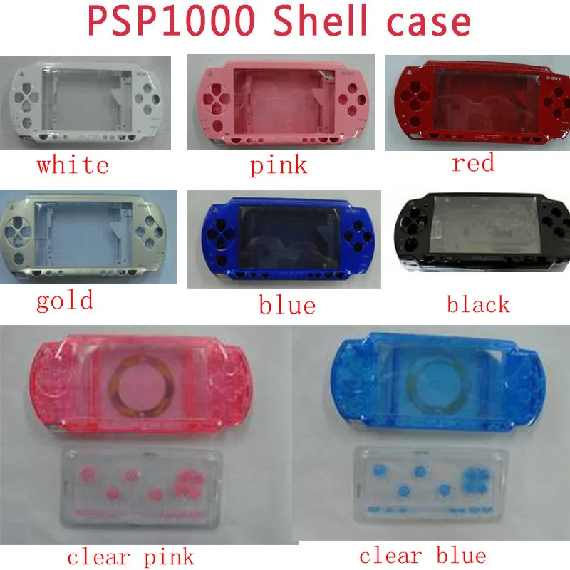 fosa Case Cover Replacement Full Shell Housing Set with Buttons Kit for PSP 1000/PlayStation Portable 1000 Core Game Console Silver 