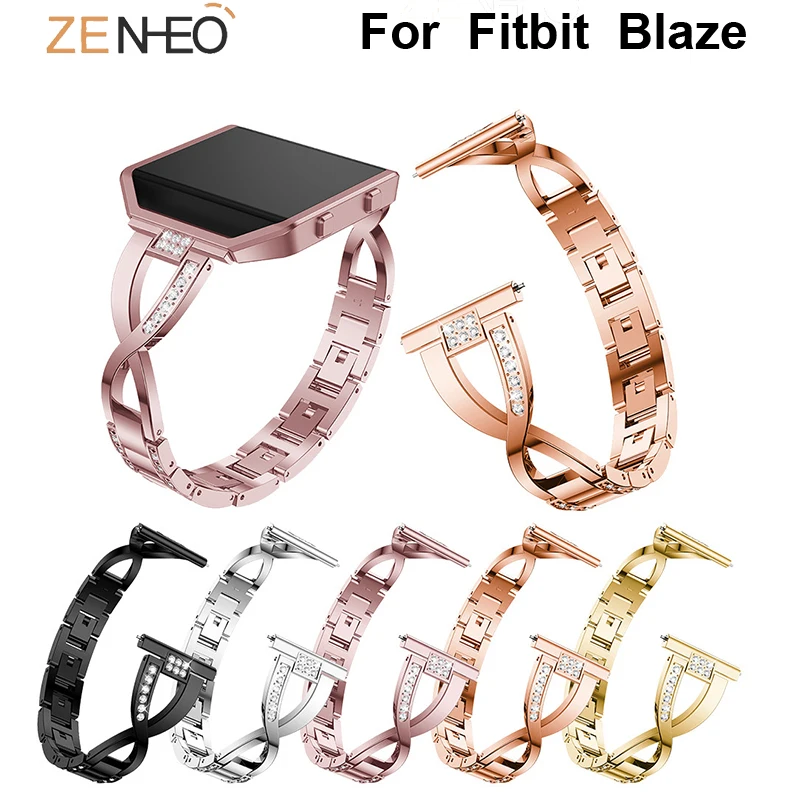 

175mm Watchband For Fitbit Blaze Smart Watch Band Luxury Bling Rhinestone Metal Wristband Strap For Fitbit Blaze Bracelet