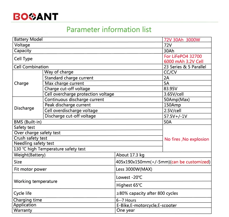 Discount 72V 30Ah 3000W Rechargeable LiFePo4 battery for mountain electric bicycle scooter 72V 1500W ebike battery built in 70Amps BMS 6