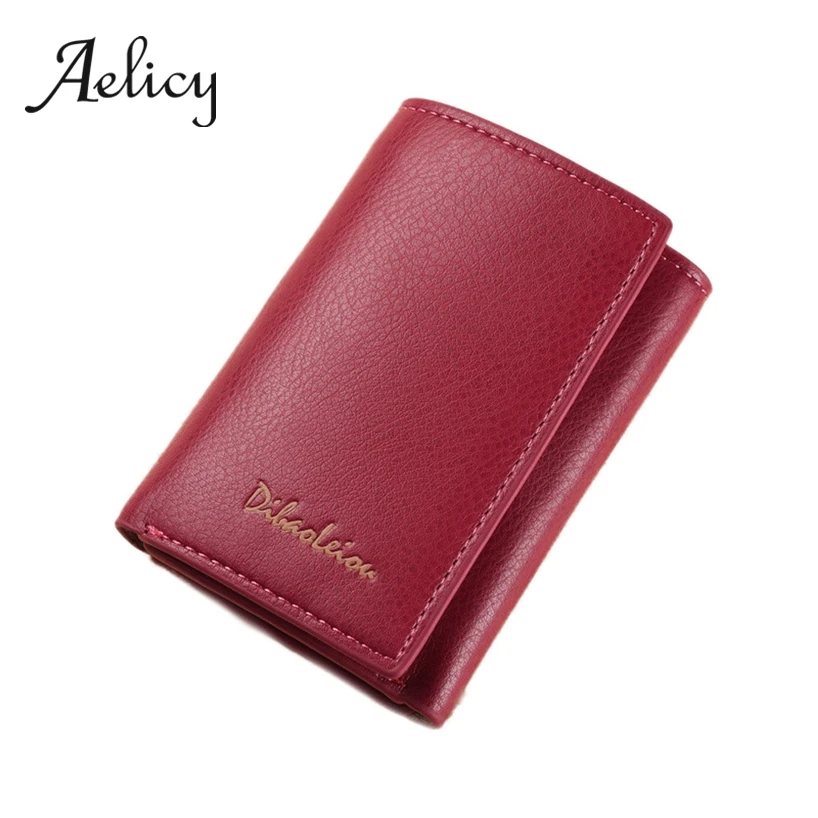 

Aelicy New Luxury Solid PU Leather Women Hasp Wallet Trifold Clutch For Men Coin Purse Card Holders Female Purse Money Bag