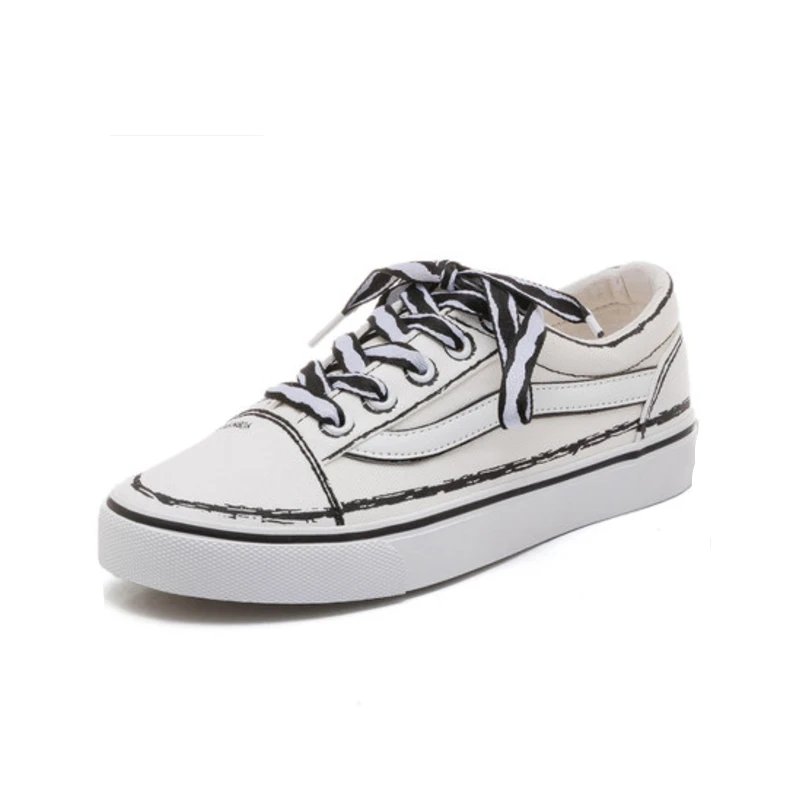 

Spring 2019 New Canvas Shoes Female Student Korean Edition Hong Kong Wind Retro Ins Board Shoes Street Photo Chic Leisure Women
