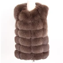Maomaokong 68 см натуральный Лисий мех пальто Женский Зимний натуральный мех жилет пальто короткий шелк природный натуральный мех пальто натуральный мех куртка