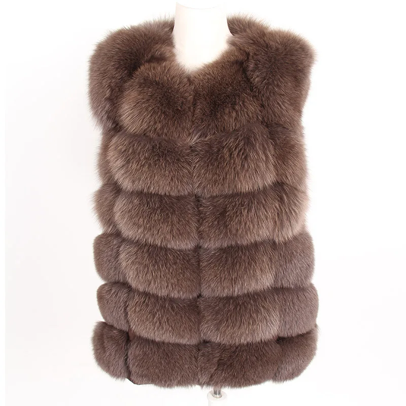 

maomaokong 68cm Real Fox Fur Coat Women Winter natural fur Vest Coats Short silm Natural Real Fur Coat real Fur Jacket