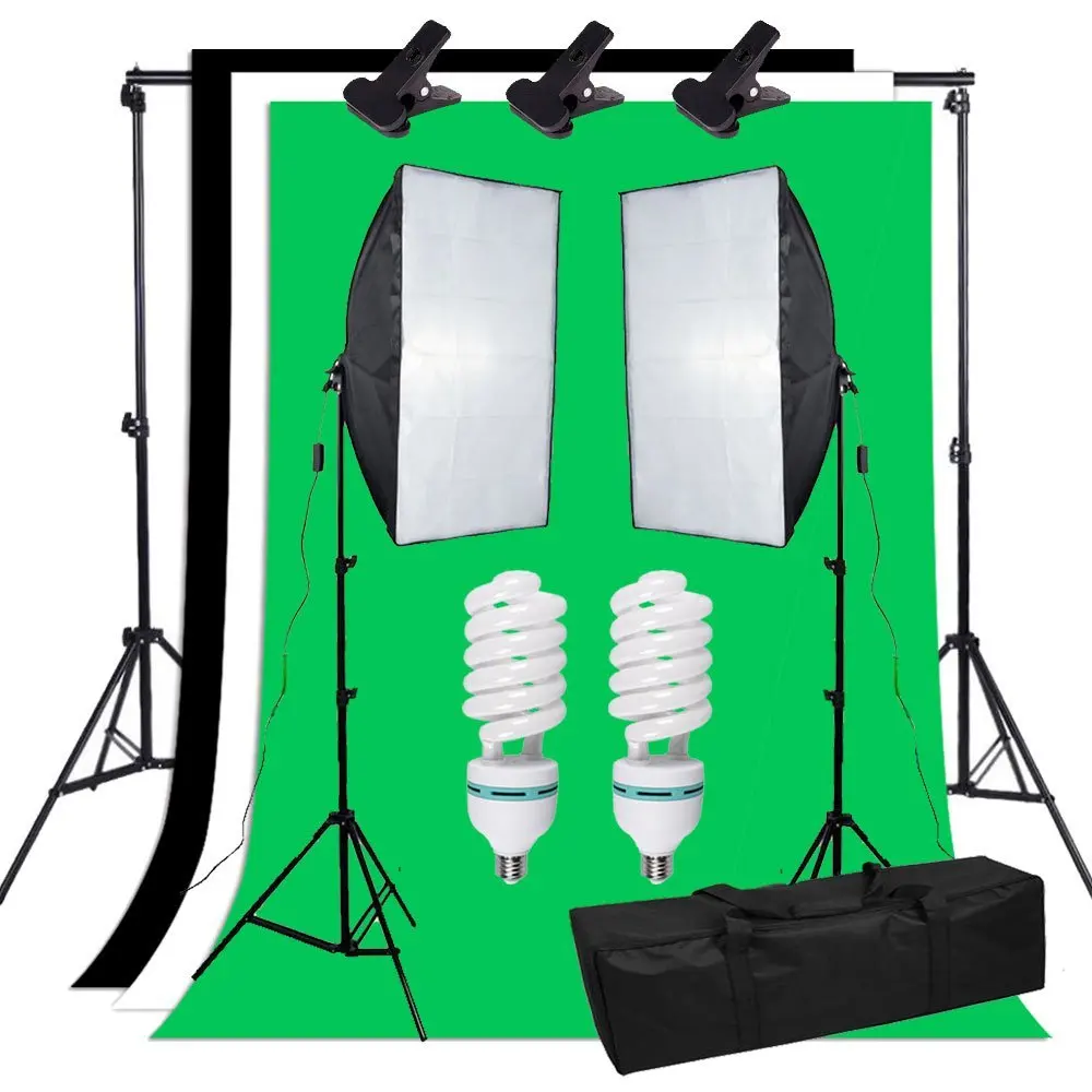 Abeststudio Studio Softbox lighting kit 2x135W Continuous Softbox Kit 1.6x3m Black White Green