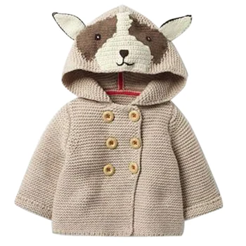 

Baby Girl Sweater 2018 New Boys and Girls Double Breasted Knitted Cardigan 100% Cotton Cartoon Toddler Knitwear Boy Clothes