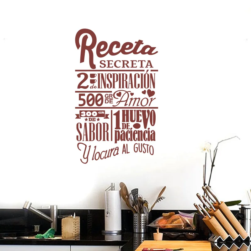 Sticker Spanish Secret Recipe Wall Decoration Kitchen Vinyl Wall Sticker Home Decor Poster Family Wall Decal Art Mural GW009B Sticker Spanish Secret Recipe Wall Decoration Kitchen Vinyl Wall Sticker Home Decor Poster Family Wall Decal Art Mural GW009B