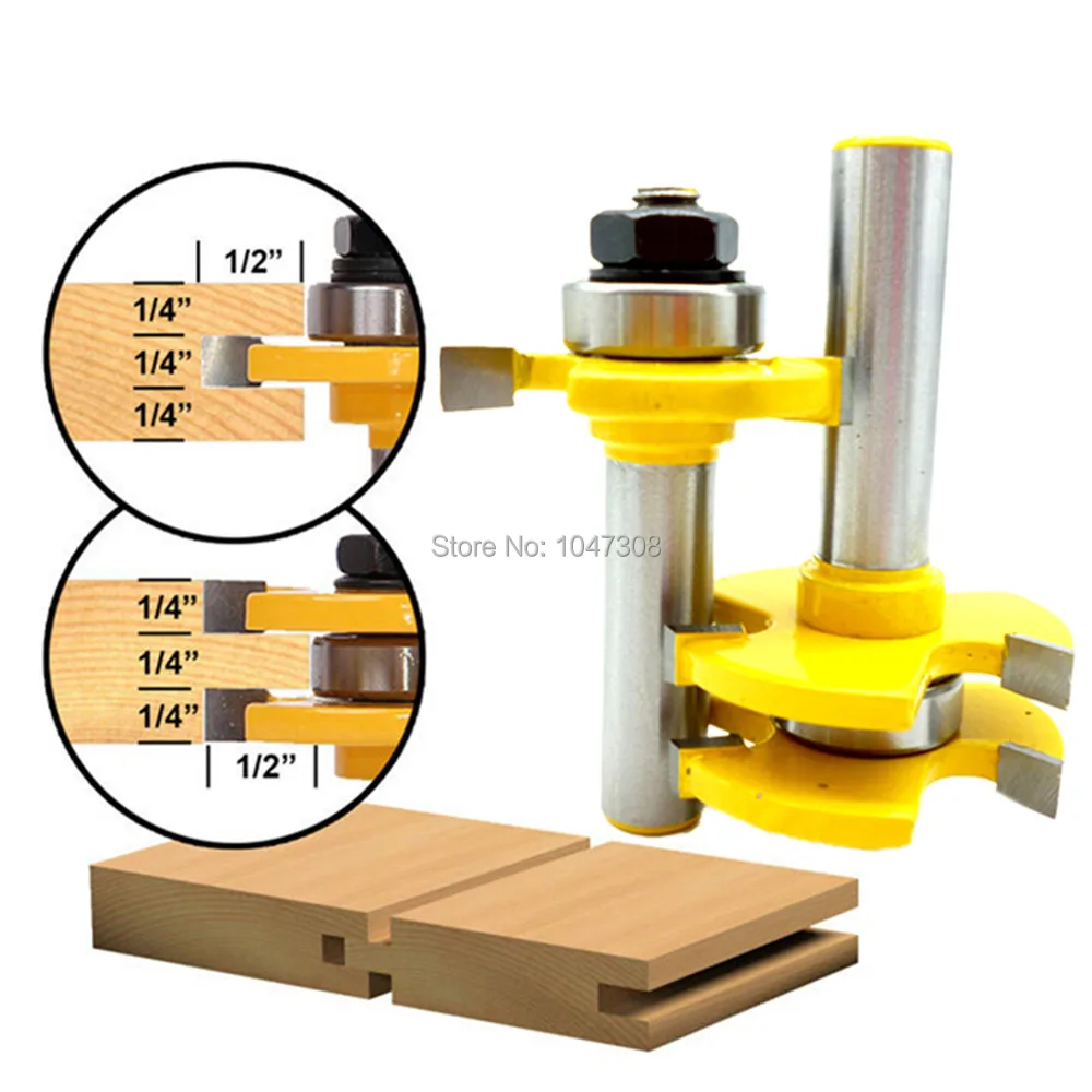 2Pcs 1//2/'/' Shank Matched Tongue and Groove Router Bit Woodworking Cutter