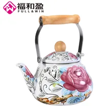 1.5L эмалированный чайник столовая посуда чайник кухонные инструменты чайник Самовар Электрический чайник Чайники заварочные с цветочный трафарет