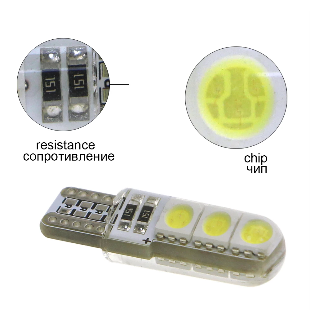 KEIN 100 шт. t10 led Silica w5w Автомобильные фары 5050 6smd 194 168 Авто Боковая танкетка для Чтения