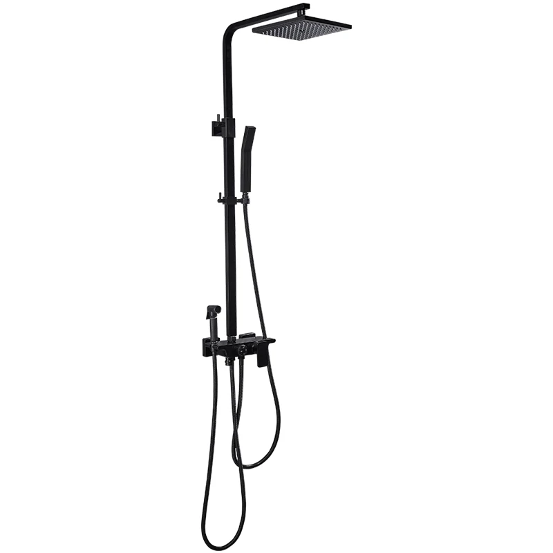 American black four stop shower shower set, all copper lead rainfall shower head for bathroom