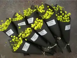 20 пучков сушеные желтый гипсофила цветок с черным kraft Бумага для Свадебная вечеринка фестиваль праздник пользу подарок