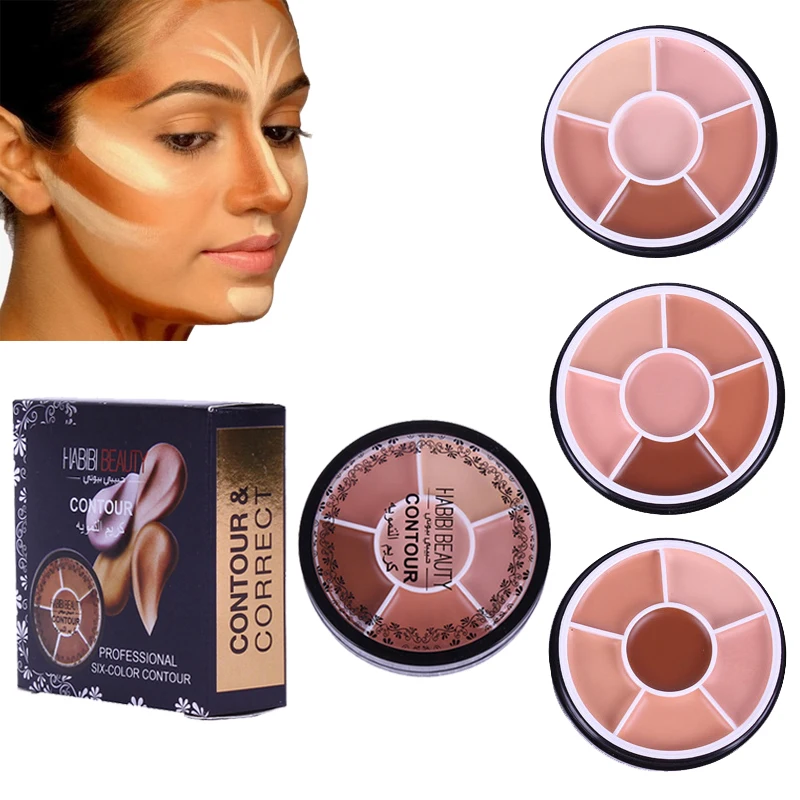 6 Color Concealer Contour Palette Full Covering Makeup Contour Cream