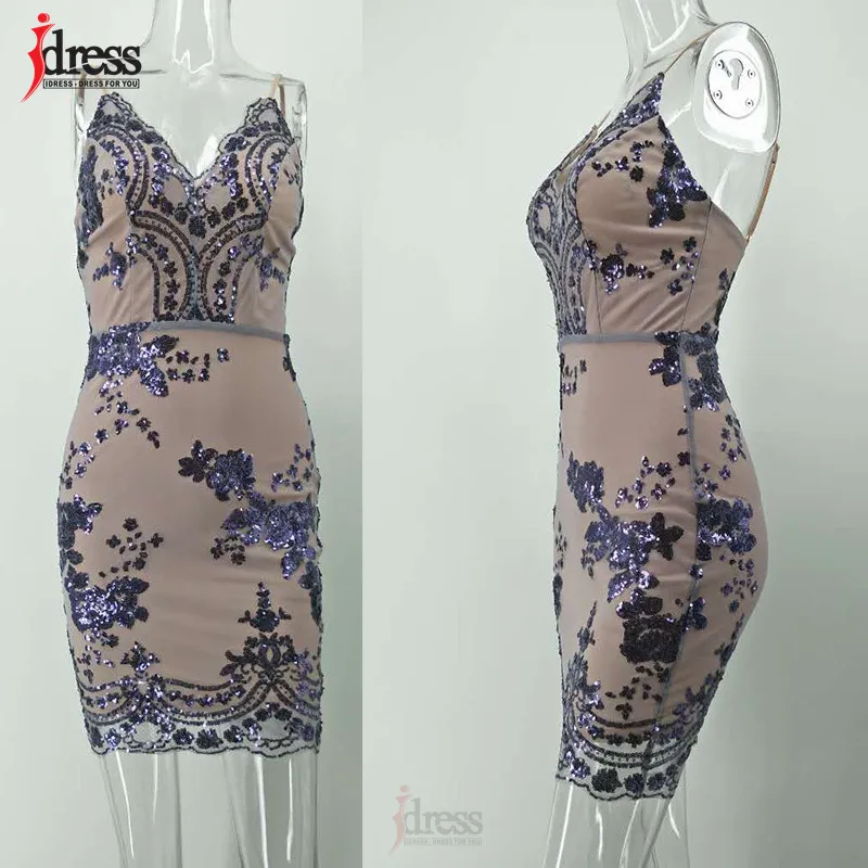 IDress Bodycon Dress Vestidos 2017 Sexy Night Club Party Backless Lace Sequined Dress (13)
