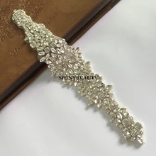 ShiDianYi серебряные стразы аппликация пояс невесты кристалл жемчуг ленты свадебная одежда подружки невесты платья 10PCS-RA109-Y515