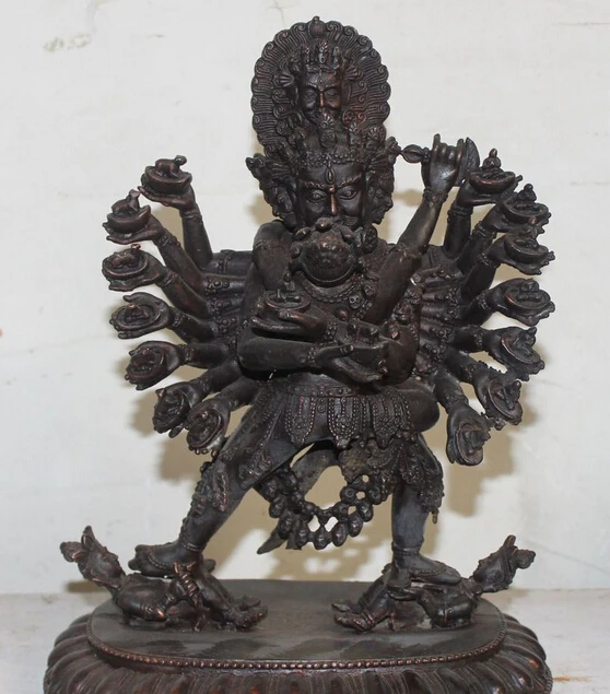 

9 Old Tibet Buddhism Pure Bronze Stand Kalachakra Buddha Statue R0709