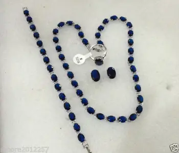 

Hot sale new Style >>>> Fashion white Genuine blue Tourmaline gem gem Necklace bracelet Ring