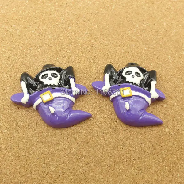 1pcs/lot resin flat back Halloween Skull ghost wizard 29mm Cabochons Hair Bow Center DIY Christmas decration C119-3