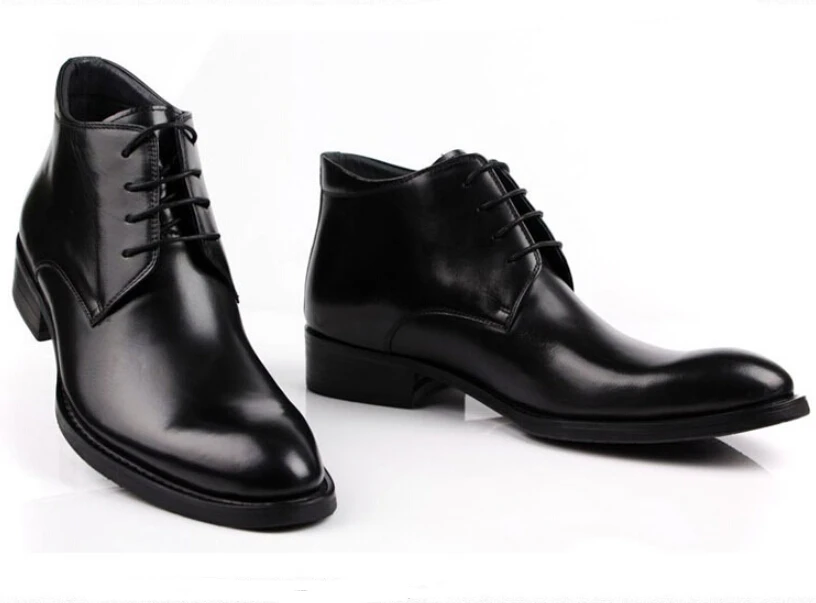 Дизайнерские коричневые/черные модельные туфли; мужские Ботильоны; ботинки из натуральной кожи; Мужская обувь в деловом стиле