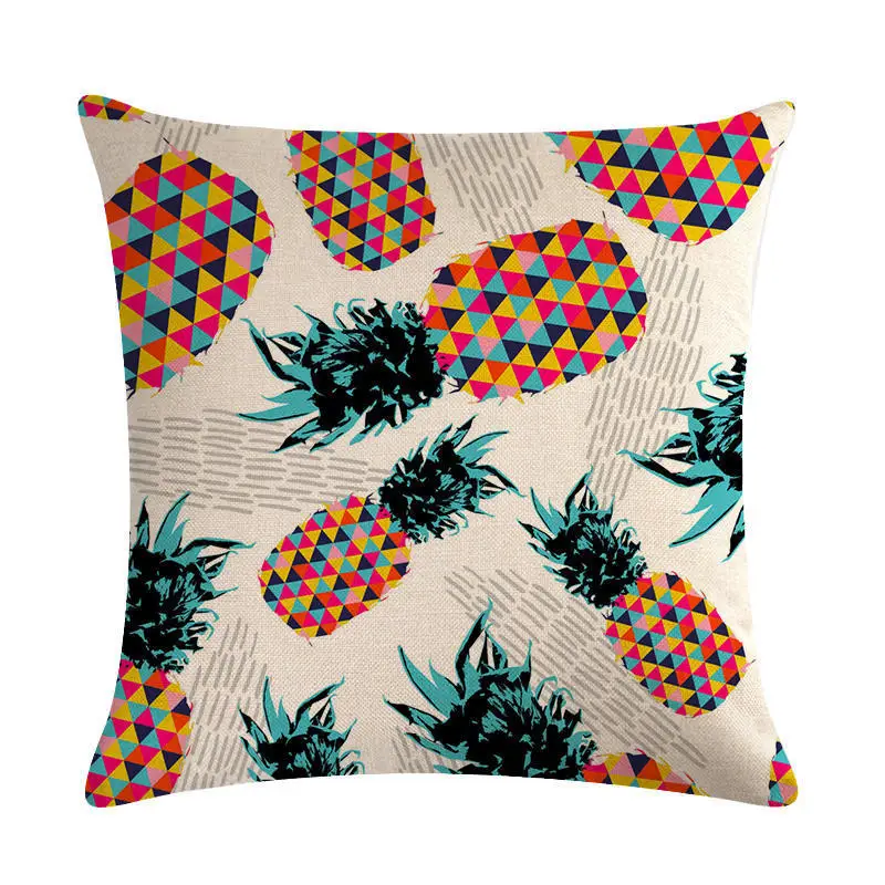 Мультяшная декоративная подушка для дивана с ананасом, наволочка, льняная наволочка 45*45, декоративная наволочка для дома 40606 - Цвет: 2DT-40606-014
