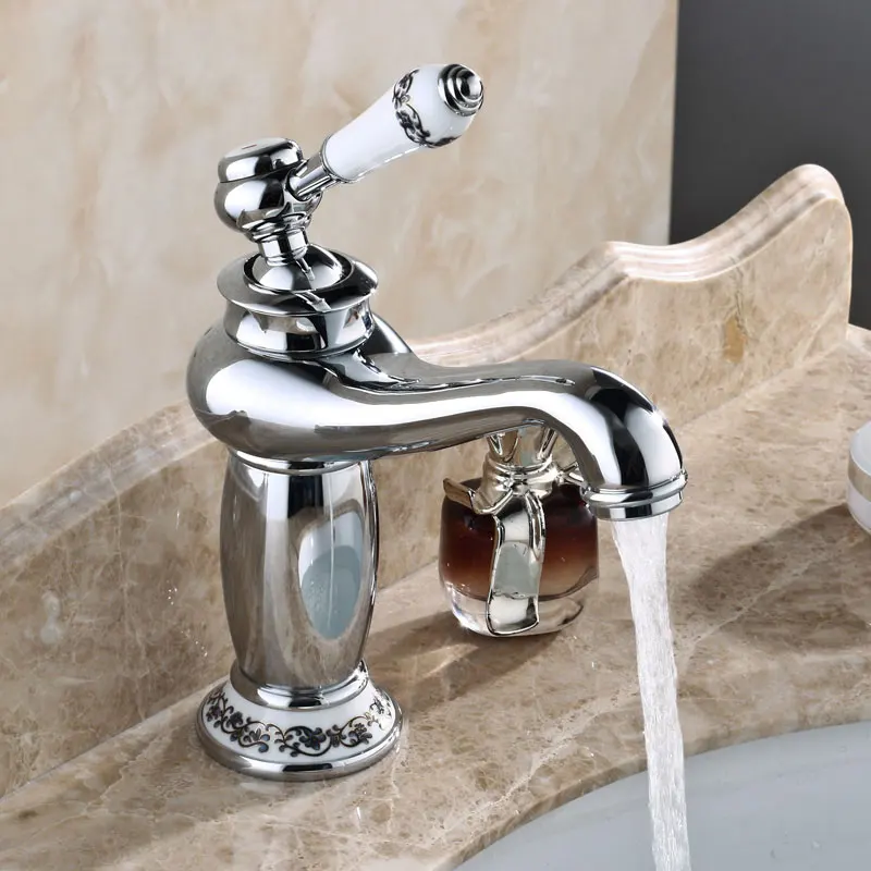 المياه الحنفية الذهبي النحاس الرائدة الأوروبية الحمام بالباطل يزيد من الأزرق والأبيض الخزف مذهب العتيقة صنبور