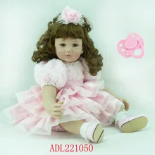 60 см Силиконовая виниловая кукла-Реборн, игрушки, реалистичные мягкие куклы, реборн для младенцев, милые розовые игрушки принцессы для детей, стиль