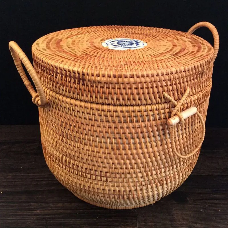 Rattan Jewelry storage organizer box tea cake tin storage box food storage containers Home organization Storage tea Boxes Bins