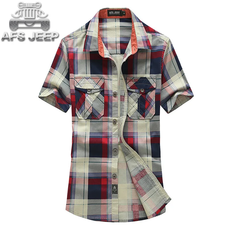 Red And Black Plaid Shirt Men Shirts 2018 New Summer Fashion Chemise Homme Mens Checkered Shirts Short Sleeve Shirt Men Blouse