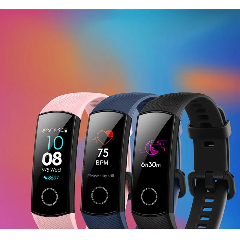 HONOR Band 4, умный браслет, фитнес-браслет, 0,95 дюймов, цветной AMOLED сенсорный экран, 5 АТМ, для плавания, с осанкой, для сердечного ритма, сна