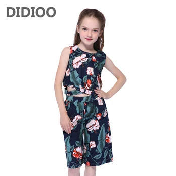 

Girls Summer Floral Outfits for Kids Sleeveless Print Tops & Shorts Suits Children Shirts Pants 2 10 12 Years Girls Clothes Sets