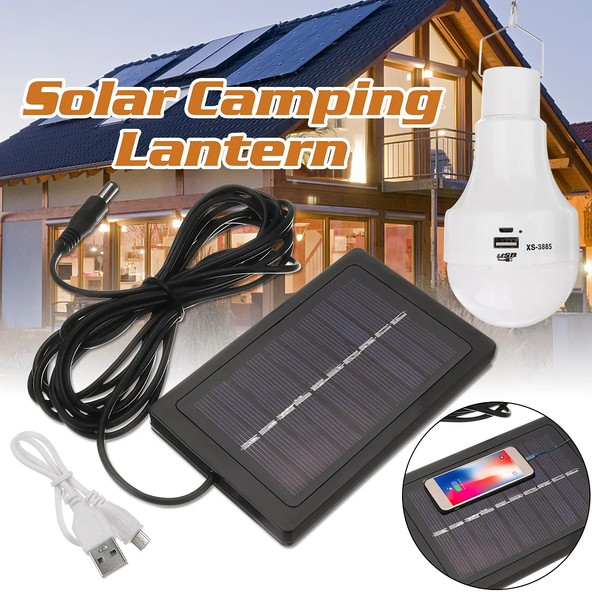 

Solar Panel Powered LED Bulb Light Portable Outdoor Camping Tent Energy Lamp