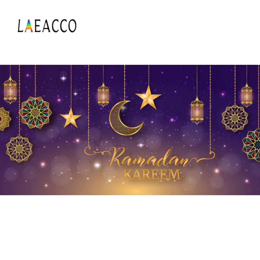 

Laeacco Happy Ramadan Kareem Muslim Eid Mubarak Lantern Scene Photographic Background Photography Backdrop Wall For Photo Studio