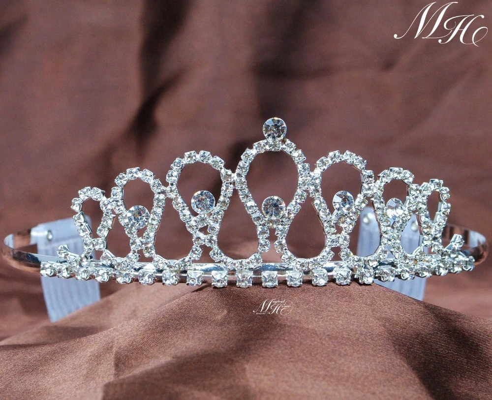 Mini Crown Tiara Hair Combs Clear Rhinestones Crystal Bridal Pageant Party Prom 