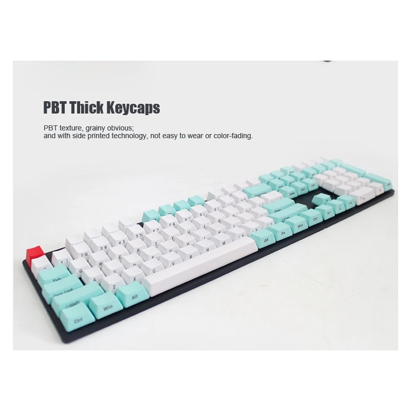 

108 Key Blue Green Mixed Thick Mechanical Keyboard Keycap OEM Profile Side Printed Keycaps For Cherry MX Switches Keyboard