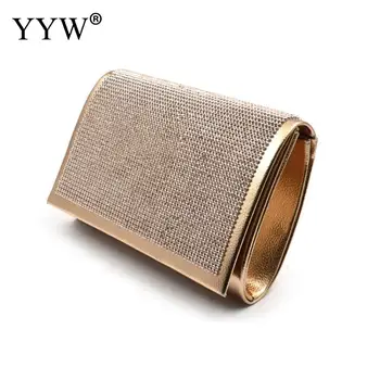 

Chic Rhinestone Women Evening Clutch 2019 Party Banquet Pu Chain Shoulder Bag Bolsas Mujer Women Girl Wedding Clutches Handbag