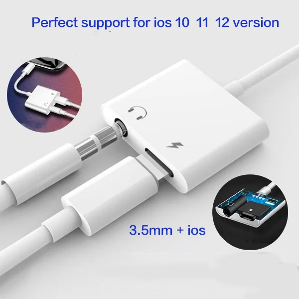 Новый 2 в 1 3 5 мм разъем для адаптера телефона iPhone 7 8 XS MAX XR X Plus IOS 12 адаптер наушников